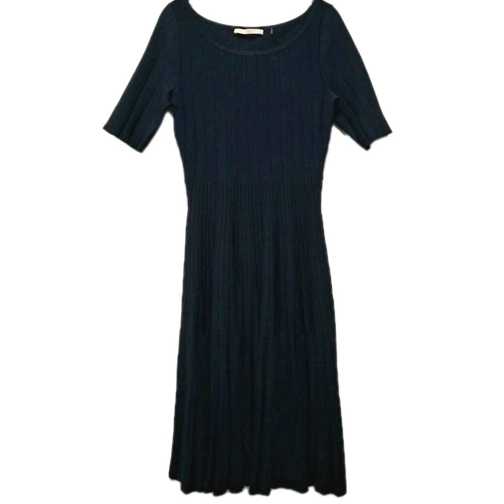 Jason Wu Fit & Flare Dress Womens Small S Navy Blue Ribbed Knit Wedding Designer